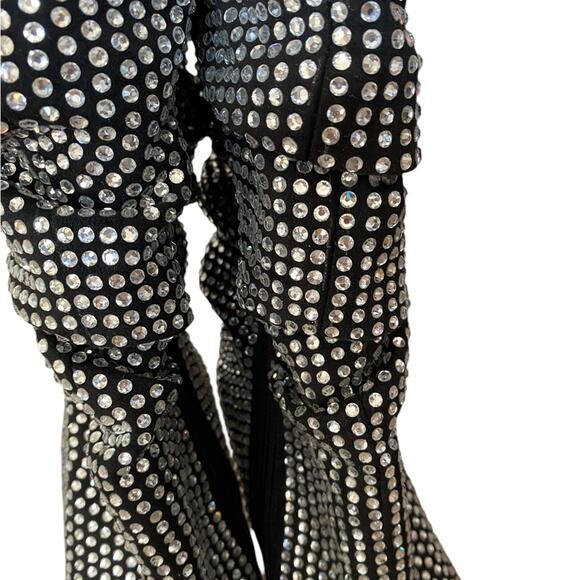 Jeffrey Campbell Cry4U Slouch Crystal Black Heeled Boots size 8 - Picture 3 of 9